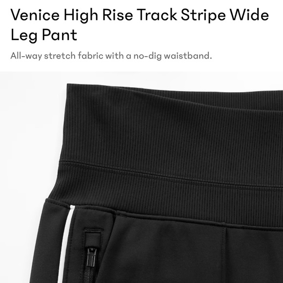 athleta Venice Black Track Pants with White Stripe - Picture 4 of 4